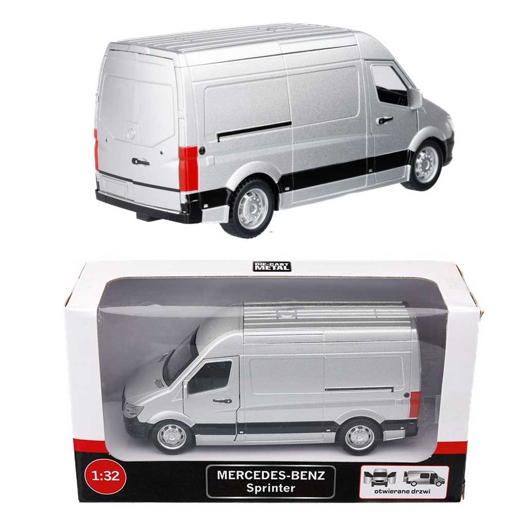 Mercedes-Benz Sprinter modellautó 1:32 – ezüst fém kisbusz