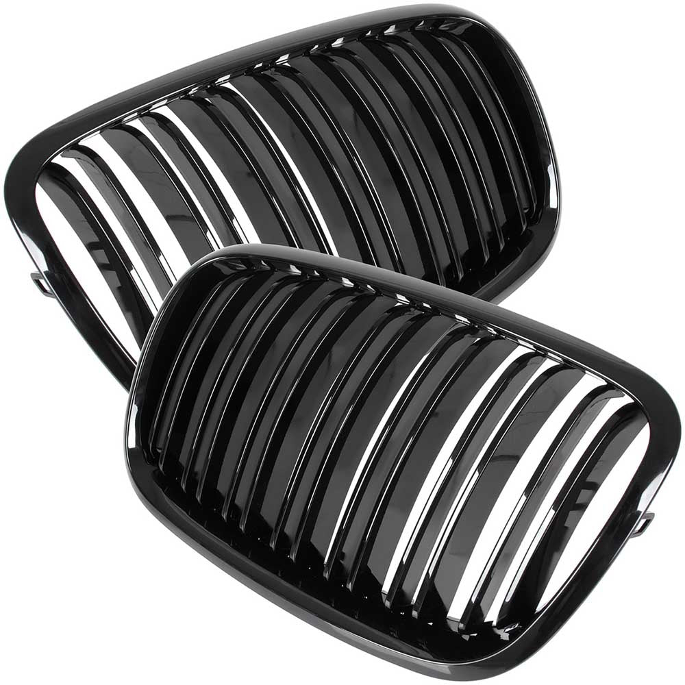 BMW X6 E72 hűtőrács (fényes fekete, double bar – bal+jobb) 2007-2014