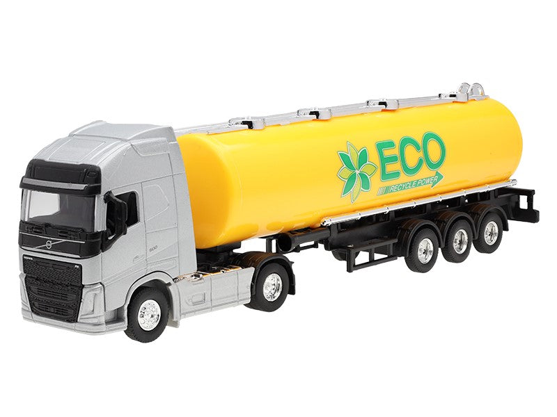 1:64 es modell VOLVO FH ezüst színű vontató sárga ECO tartálykocsi – kép 2