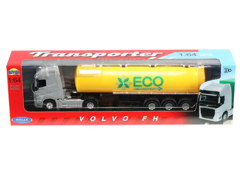 1:64 es modell VOLVO FH ezüst színű vontató sárga ECO tartálykocsi – kép 4