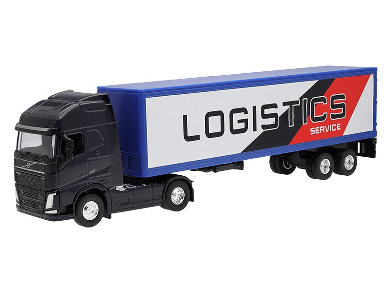 1:64 es modell VOLVO FH tengerészkék vontató logisztikai szolgáltatói félpótkocsi – kép 2