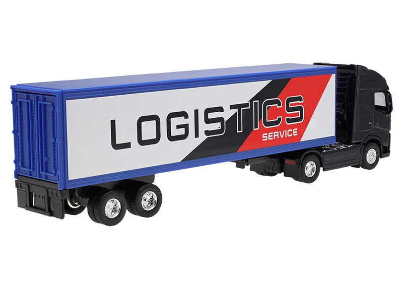 1:64 es modell VOLVO FH tengerészkék vontató logisztikai szolgáltatói félpótkocsi – kép 3