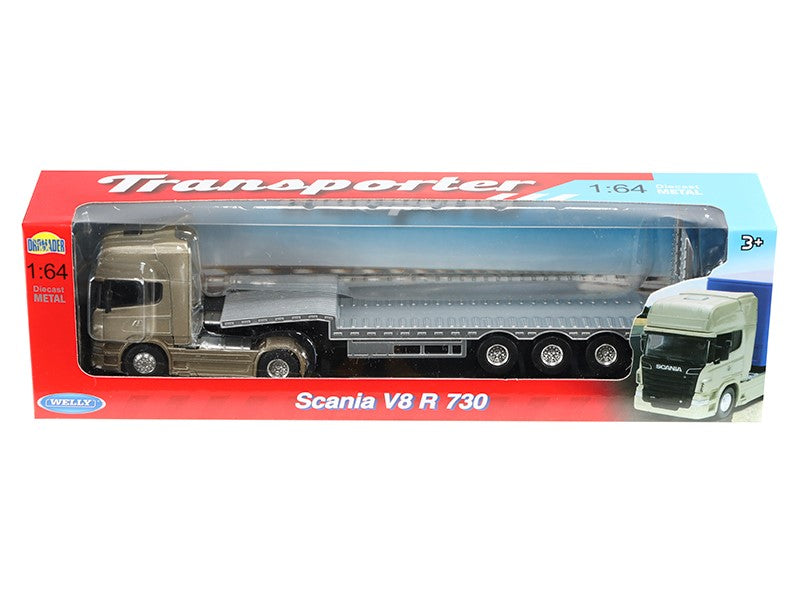 1:64 es modell Scania V8 R730 aranyszínű vontató vontatóautó – kép 4