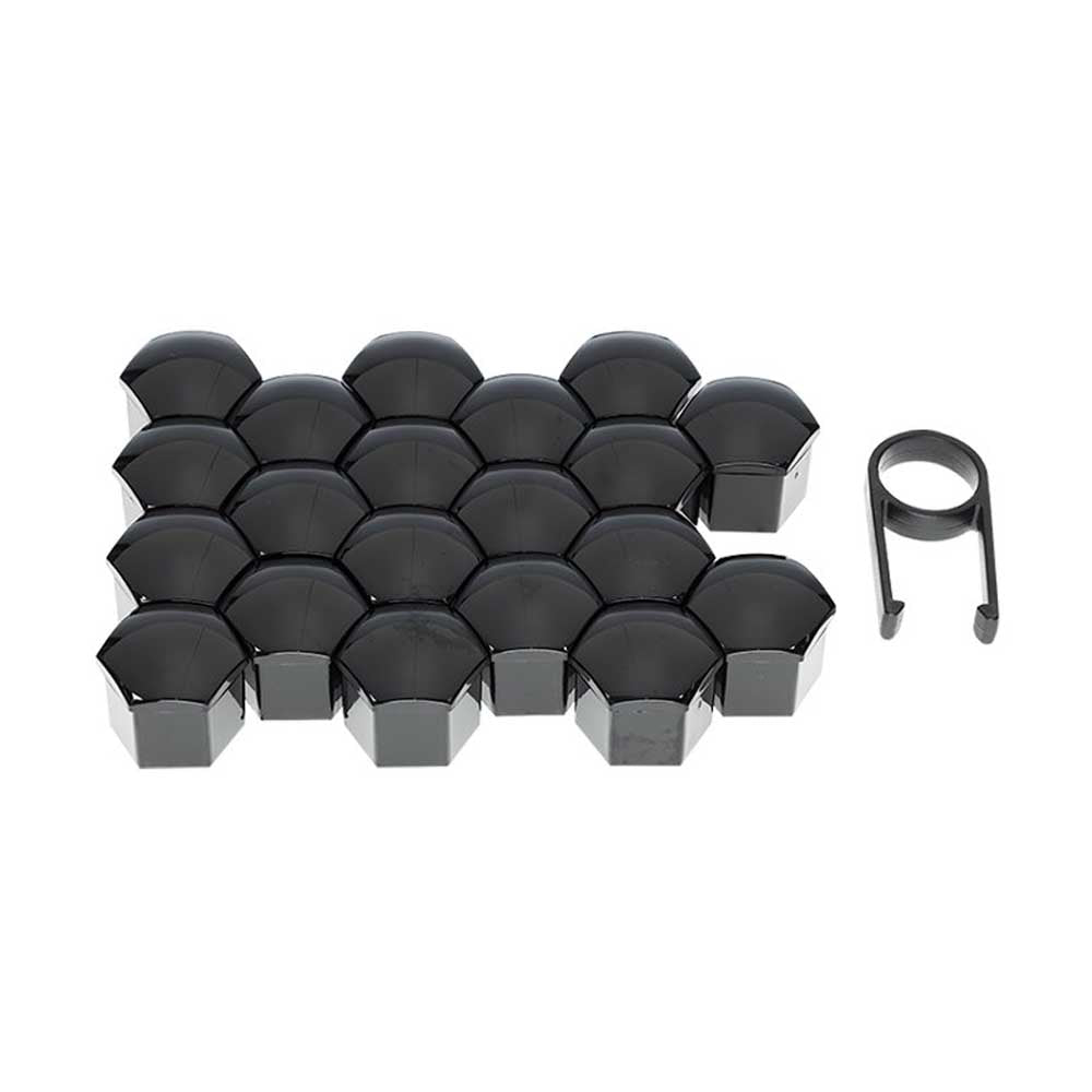 Kerékcsavar védőkupak készlet – 17 mm, fekete (20 db)