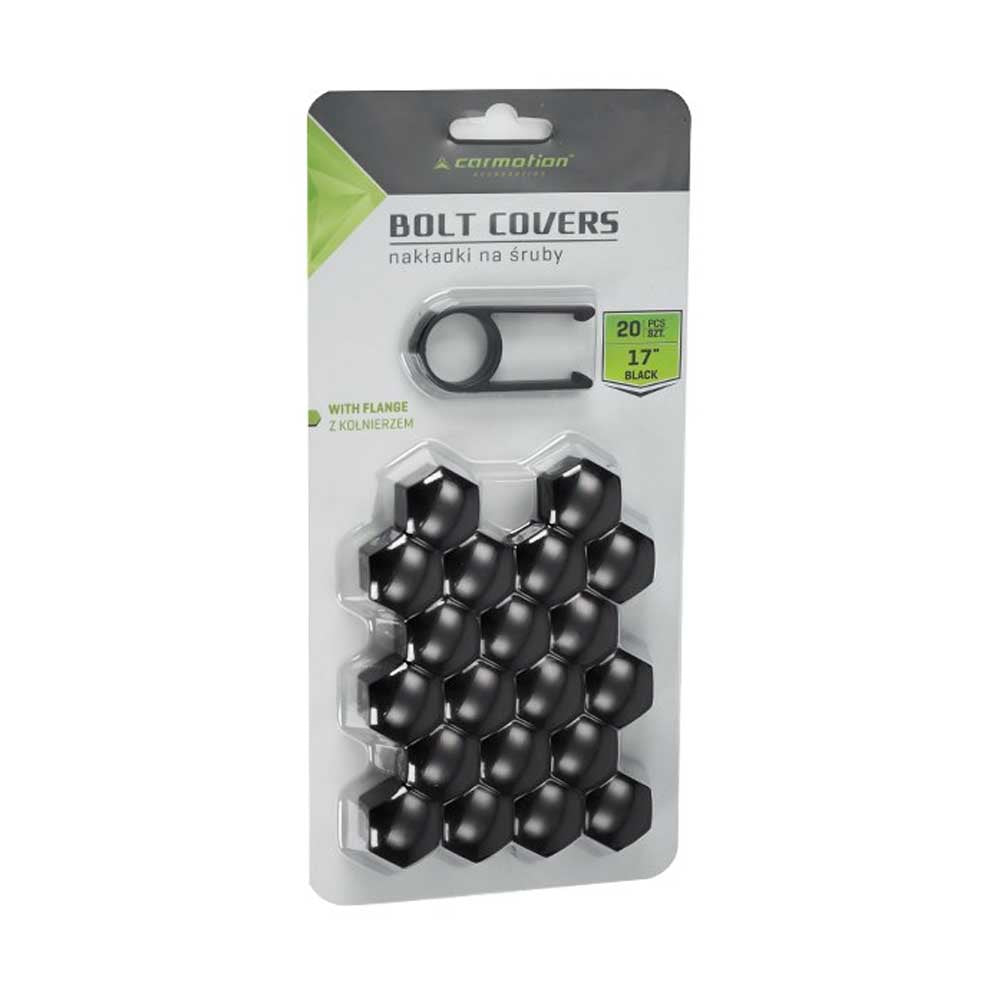 Kerékcsavar védőkupak készlet – 17 mm, fekete (20 db)