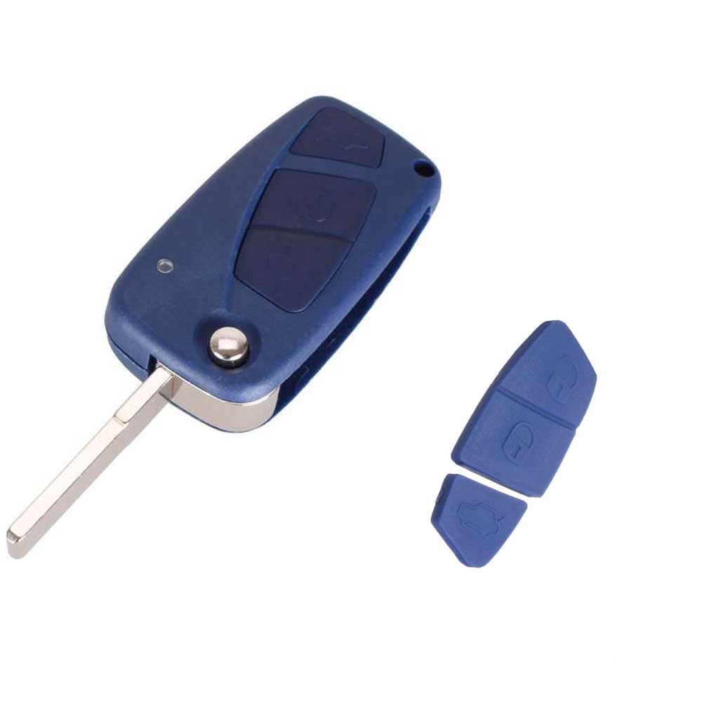 Kék színű, 3 gombos Fiat kulcs és kulcs gombsor.