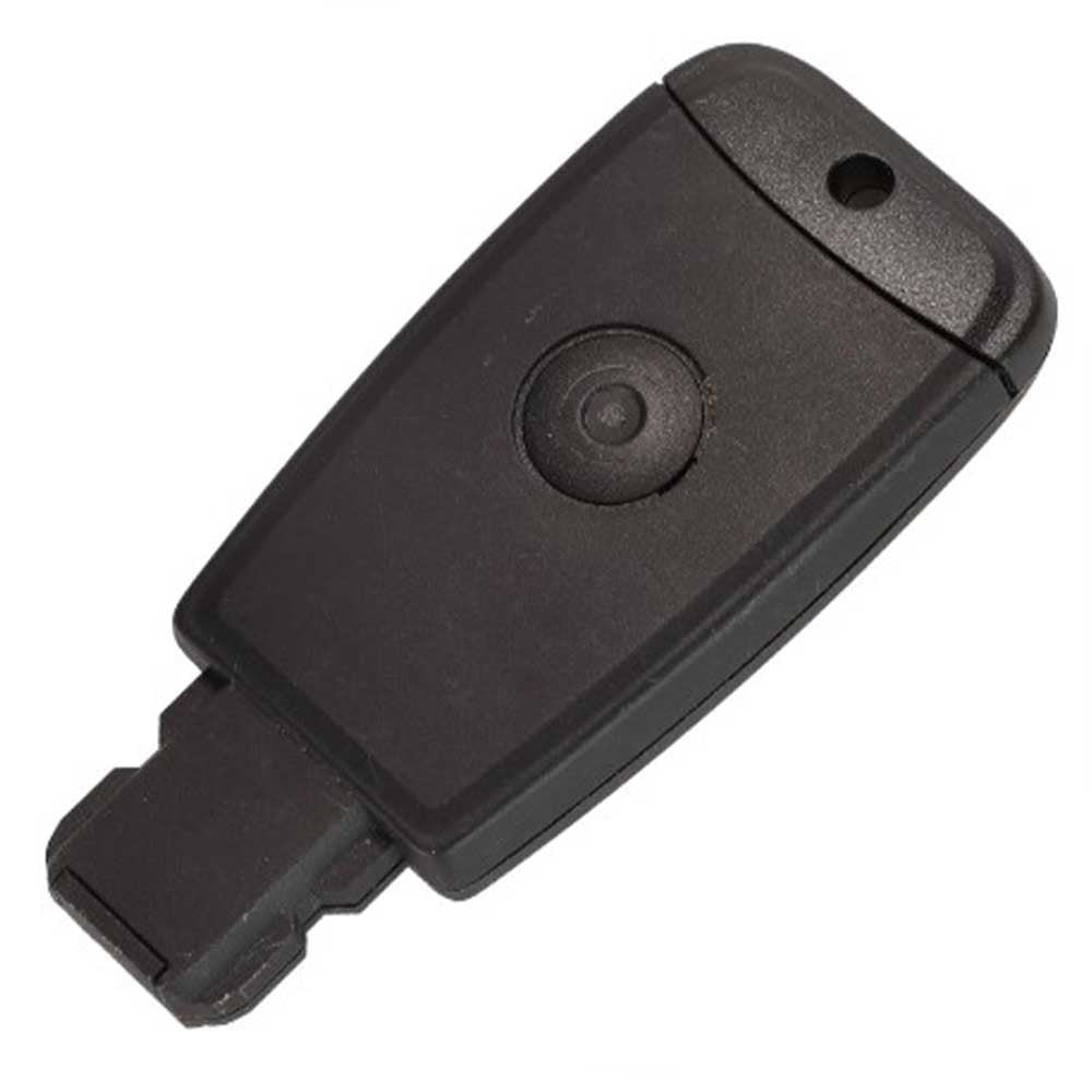 Fekete színű, 3 gombos bedugós Fiat kulcs, kulcsház hátulja.