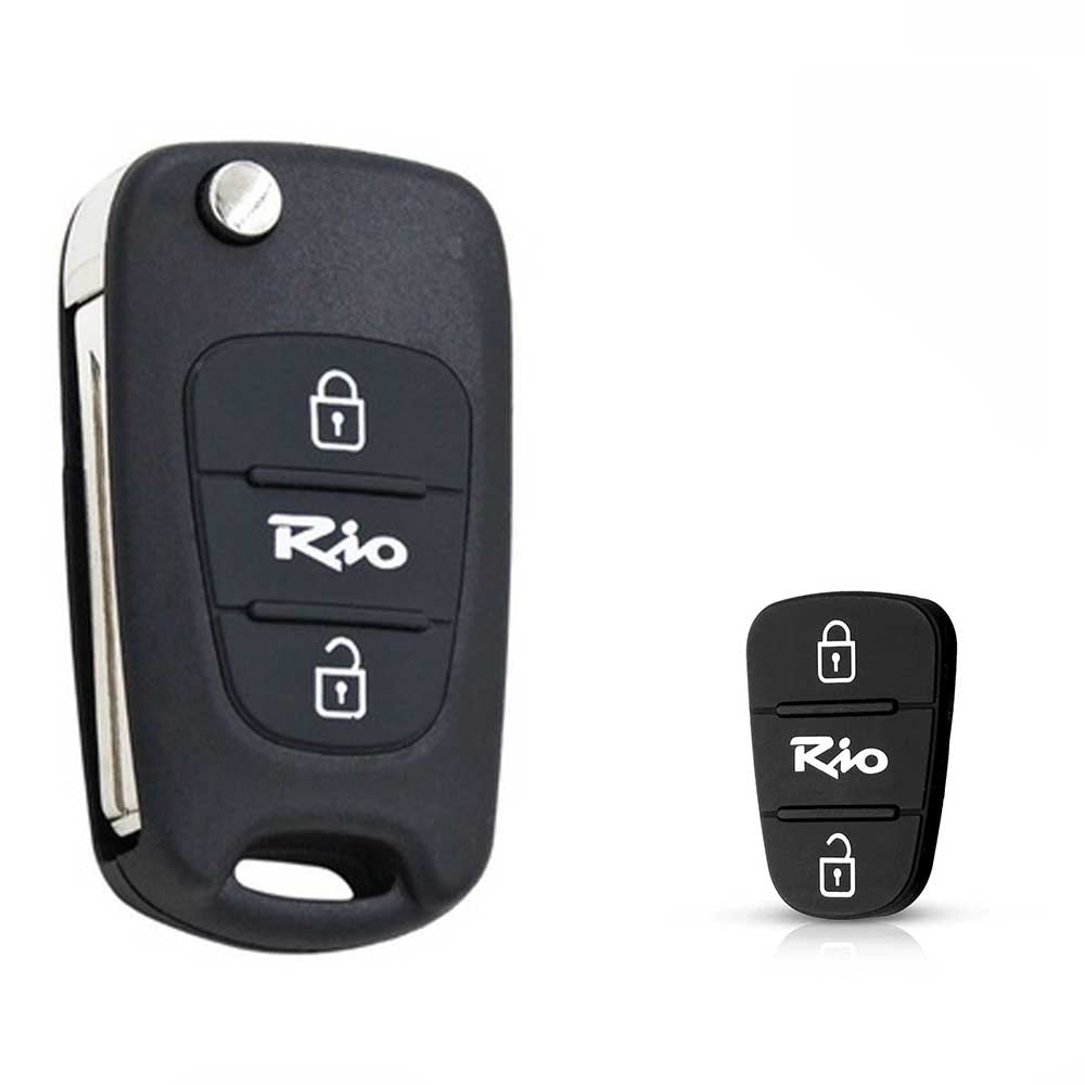 Fekete színű, 3 gombos Kia Rio kulcs és gombsor. 