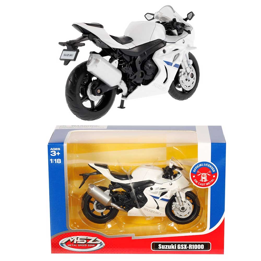 Motor modell – Suzuki GSX-R1000 (1:18, fehér)