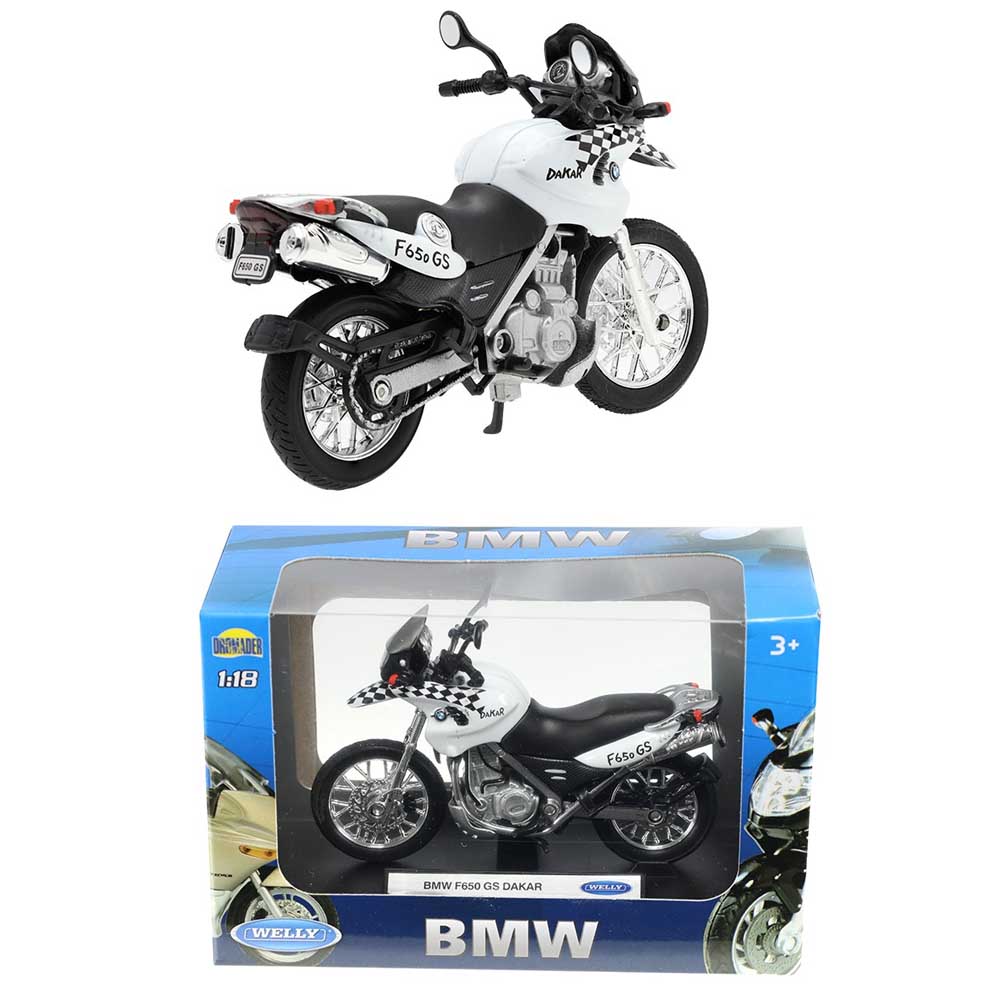 Motor modell – BMW F650 GS Dakar (1:18, fehér–fekete)