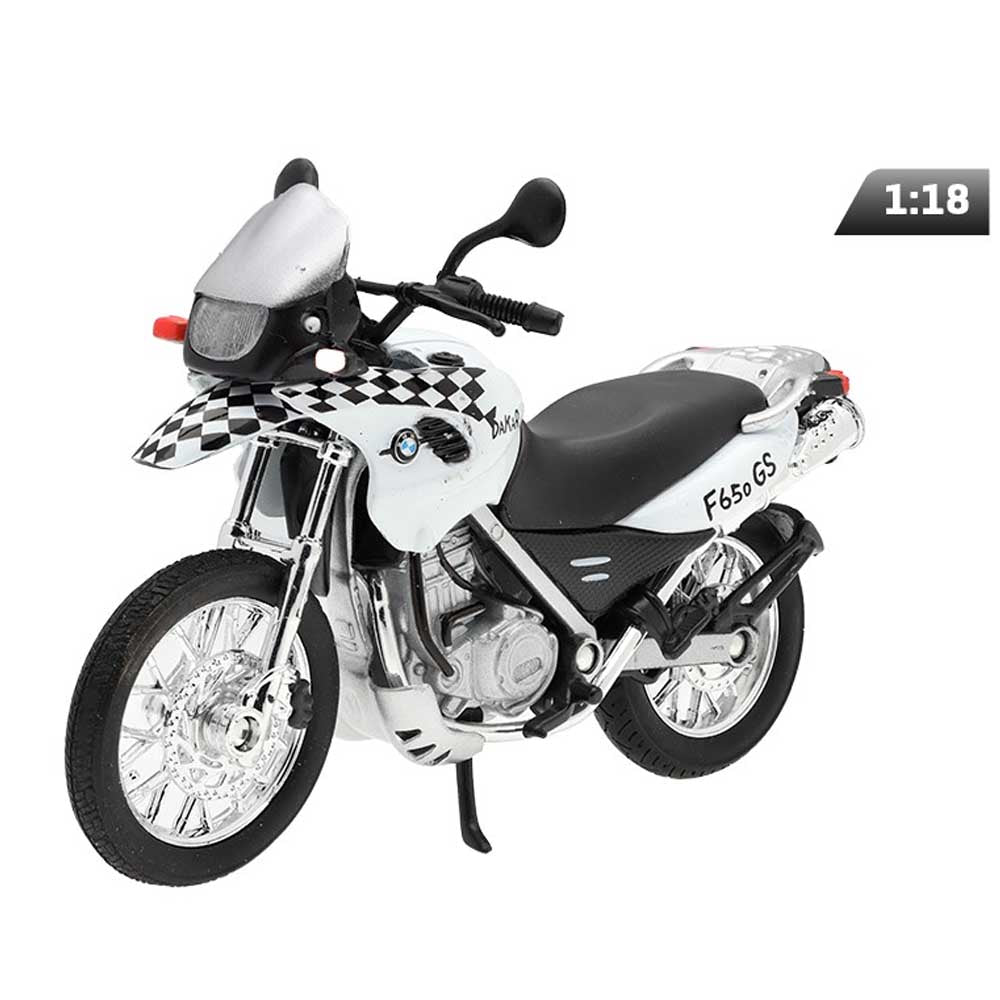 Motor modell – BMW F650 GS Dakar (1:18, fehér–fekete)