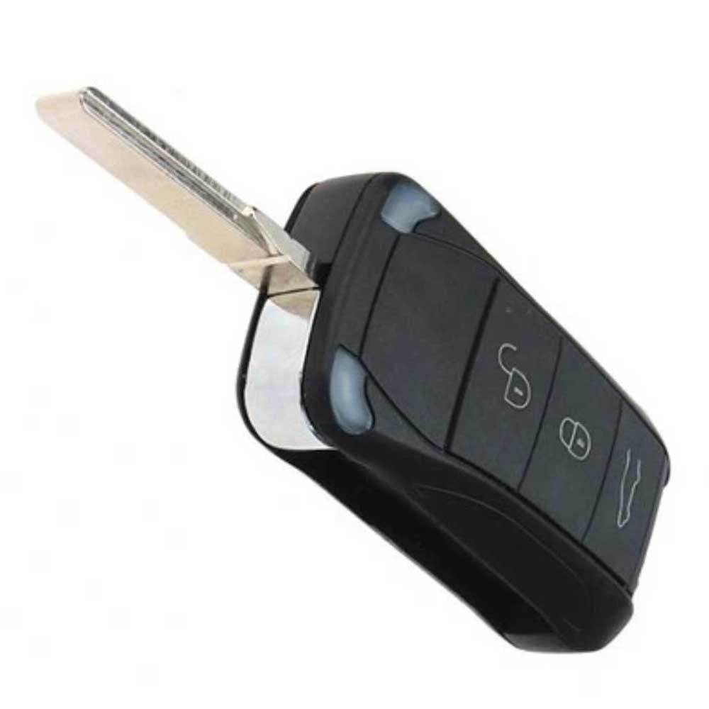 Fekete színű, 3 gombos Porsche kulcsház.