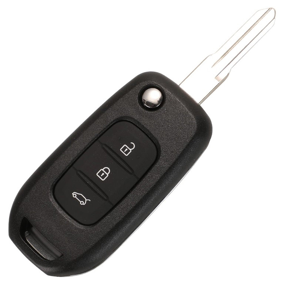 Fekete színű, 3 gombos Renault kulcsház, bicskakulcs. Fehér színű mintával