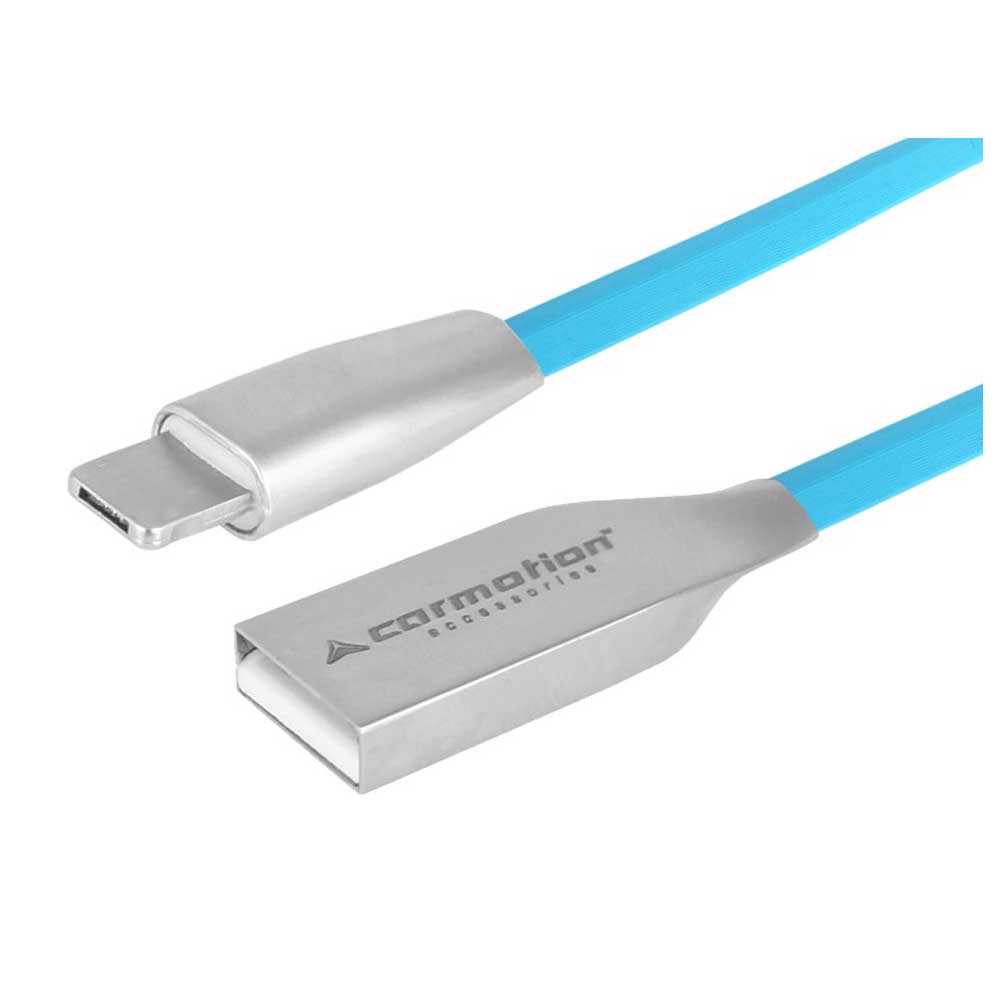 120 cm-es töltő és szinkronizáló kábel, USB és kombinált Micro USB/Lightning csatlakozókkal, kék színben
