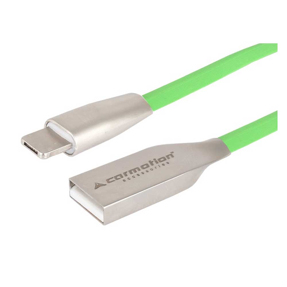 120 cm-es töltő és szinkronizáló kábel, USB és kombinált Micro USB/Lightning csatlakozókkal, zöld színben