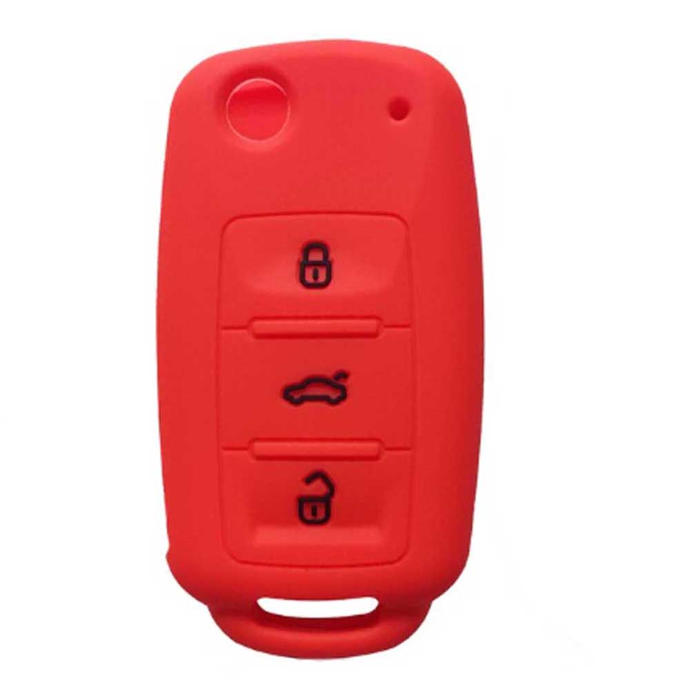 Piros színű, 3 gombos VW kulcs szilikon tok.