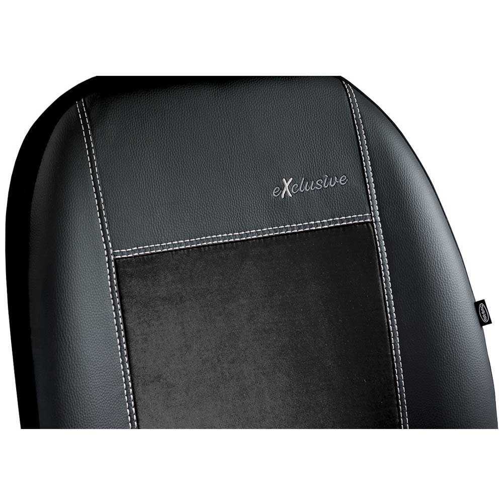 Exclusive Alkantara 1+1 Univerzális üléshuzat alcantara és ökológiai bőr anyagokból fekete színben