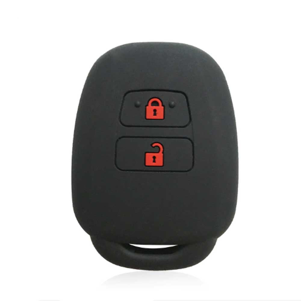 Fekete színű, 2 gombos Toyota kulcs szilikon tok piros gombokkal.