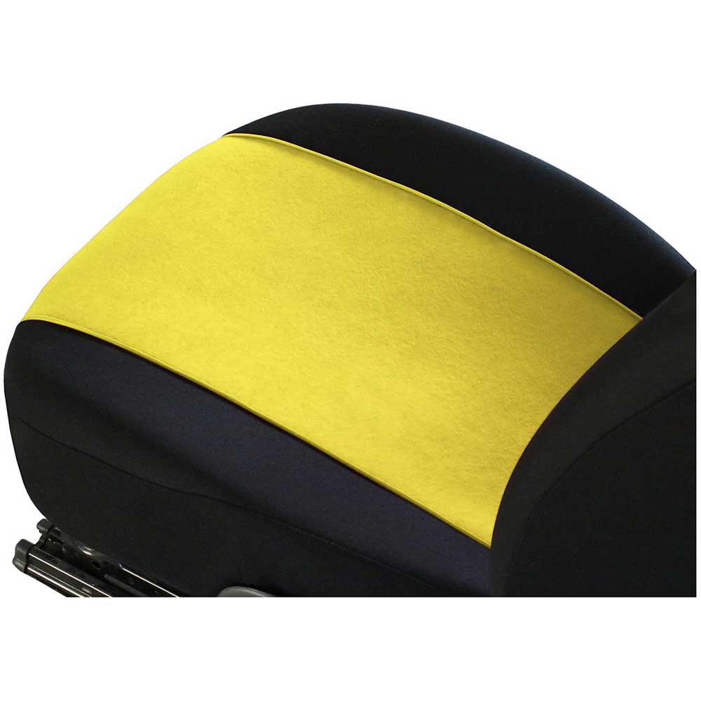 Tuning 100% 1+1 Univerzális trikó üléshuzat sárga színben velúr és szövet anyagokból