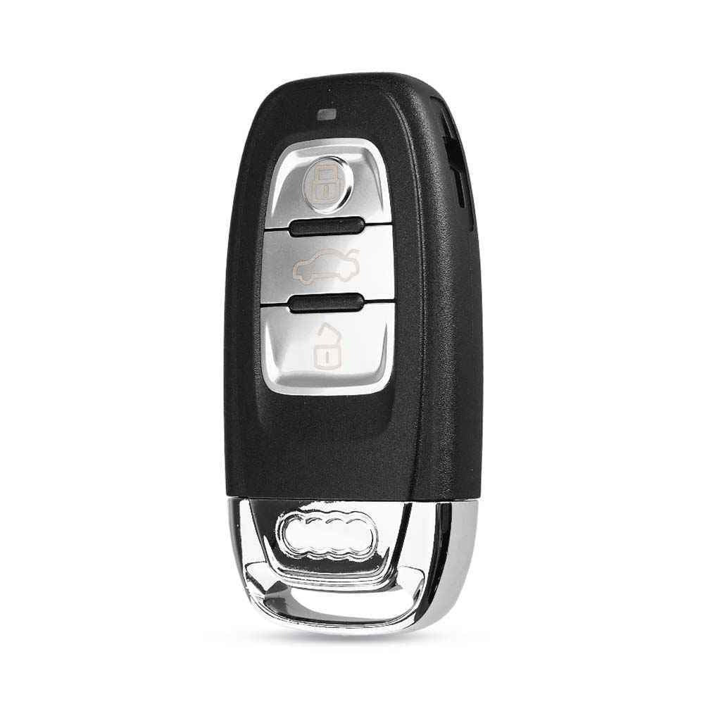 Fekete és ezüst színű, 3 gombos Audi kulcs, kulcsház.