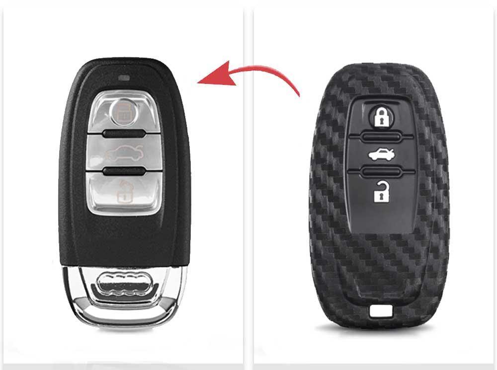 Audi 3 gombos kulcs szilikon tok carbon
