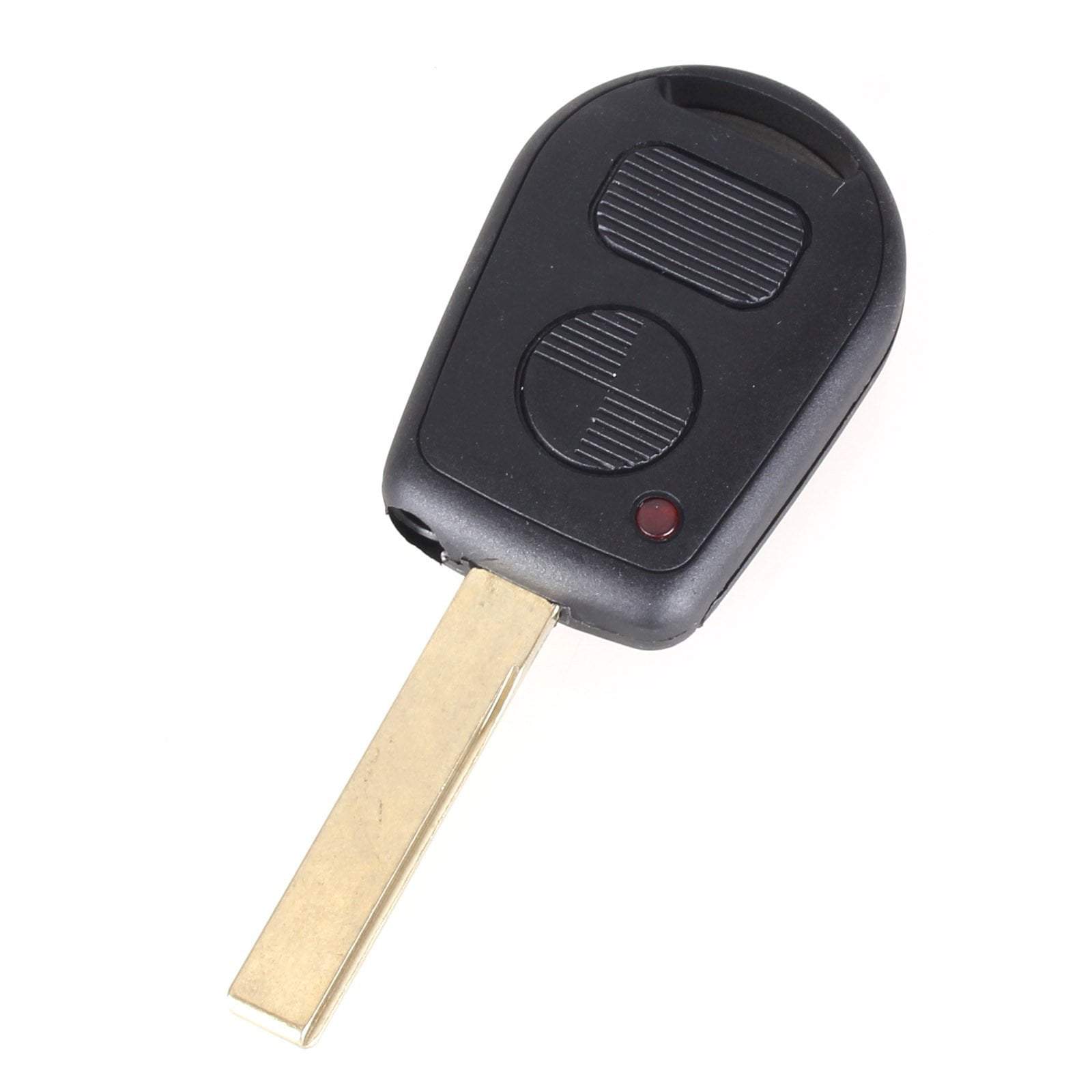 Fekete színű, 2 gombos BMW kulcs, kulcsház nyers kulcsszárral.