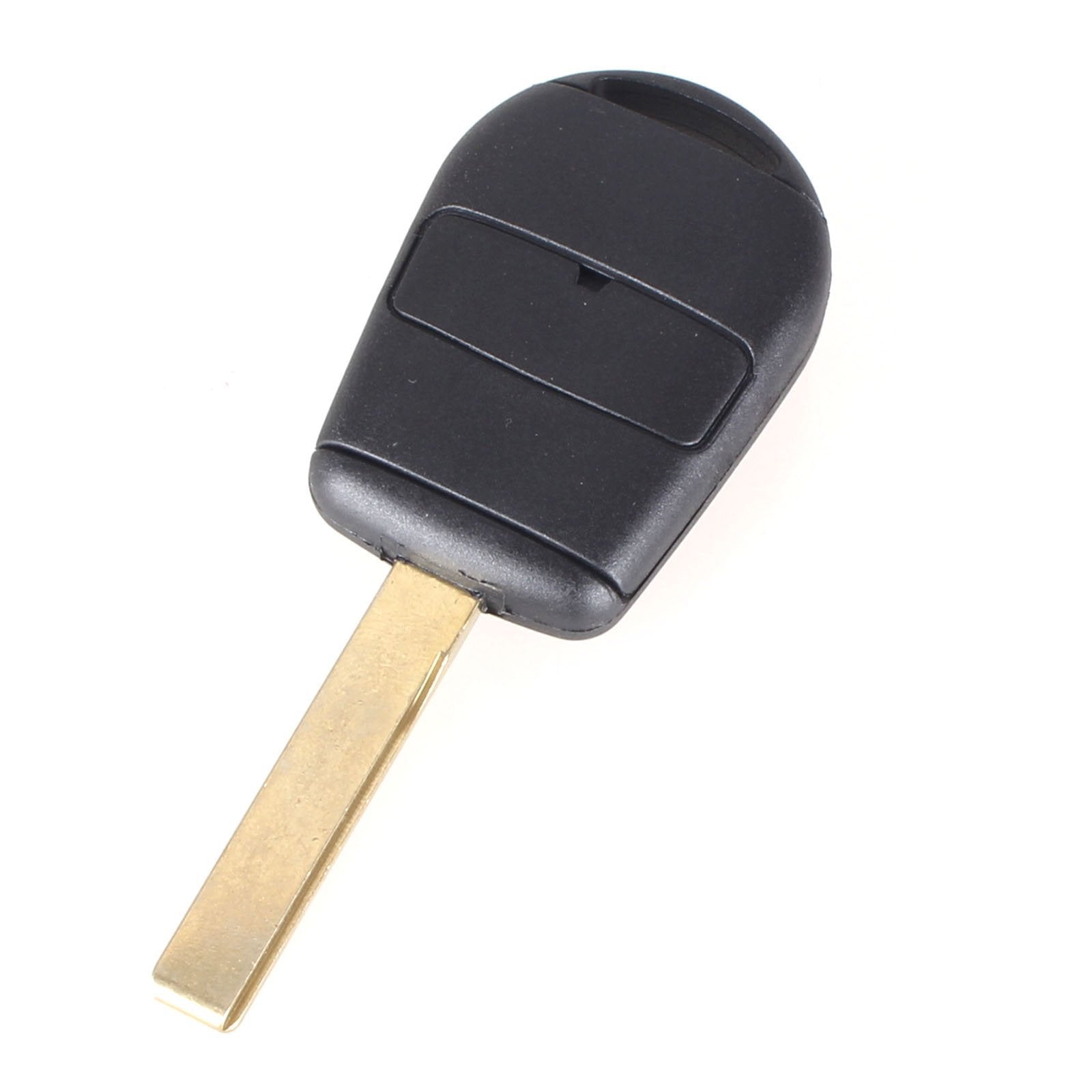 Fekete színű, 3 gombos BMW kulcs, kulcsház hátulja. Nyers kulcsszárral.