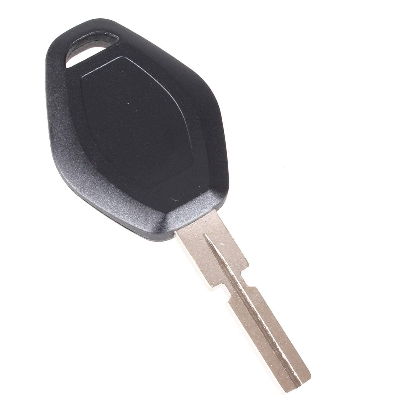 Fekete színű, 3 gombos BMW kulcs hátulja. Nyers kulcsszárral.