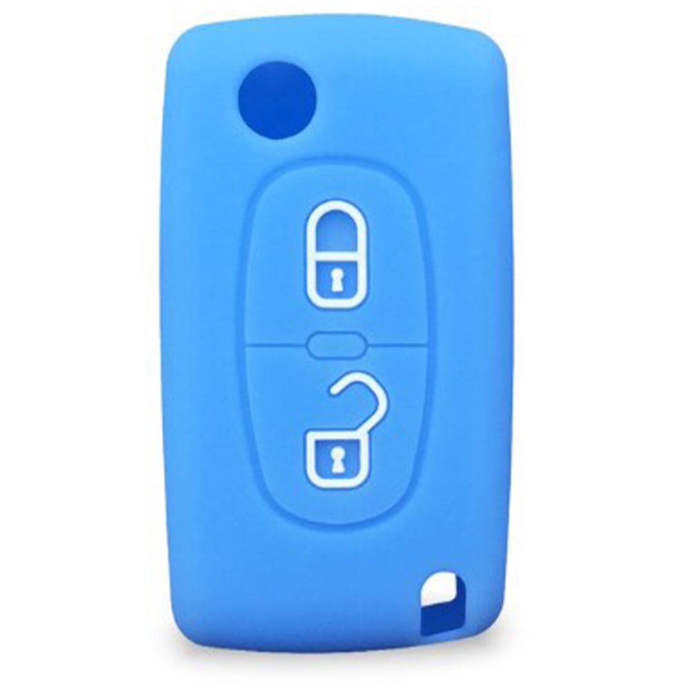 Citroen kulcs szilikon tok 2 gombos kék színben.