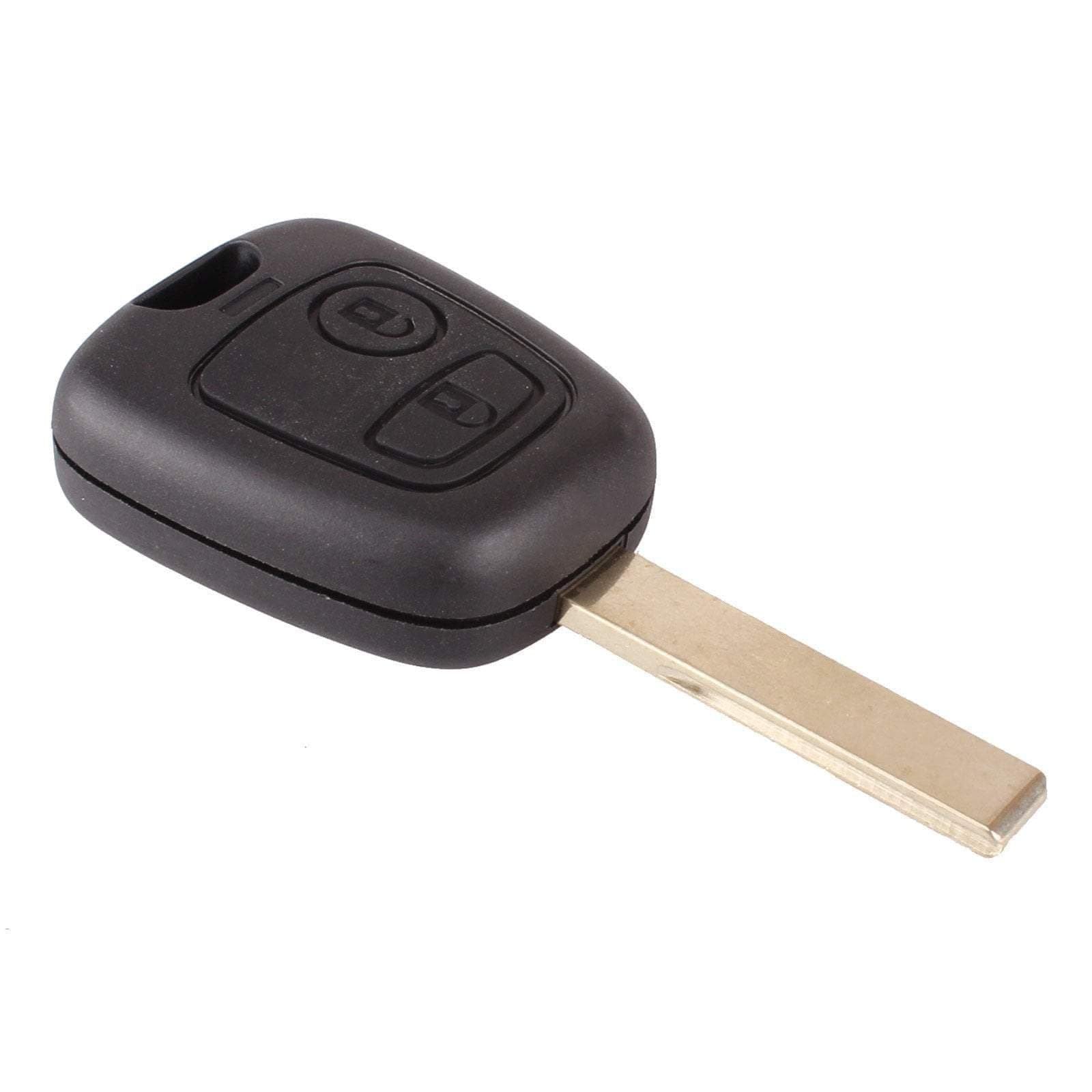 Fekete színű, 2 gombos Citroen kulcs, kulcsház HU83 kulcsszárral.