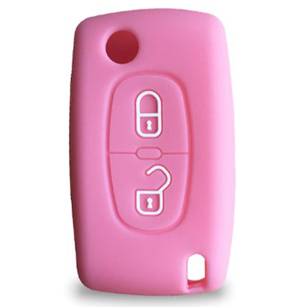 Citroen kulcs szilikon tok 2 gombos pink színben.