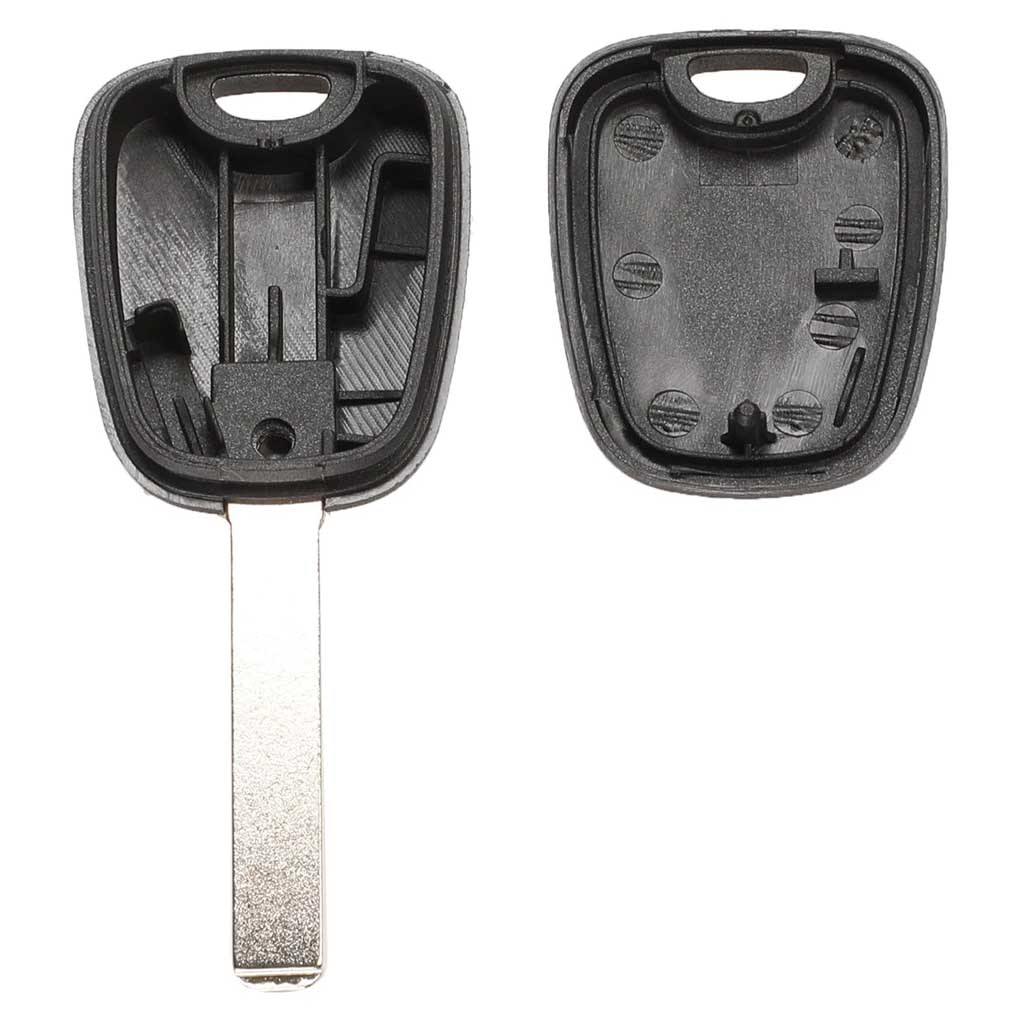 Fekete színű Citroen kulcs, kulcsház belseje. HU83 kulcsszárral.