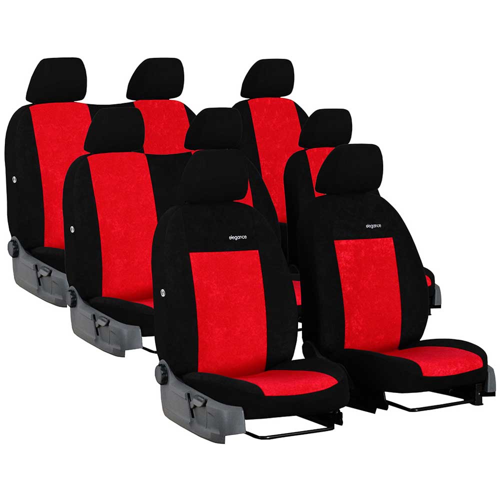 VW T5 (8 személyes) üléshuzat Elegance 2003-2015 piros színben