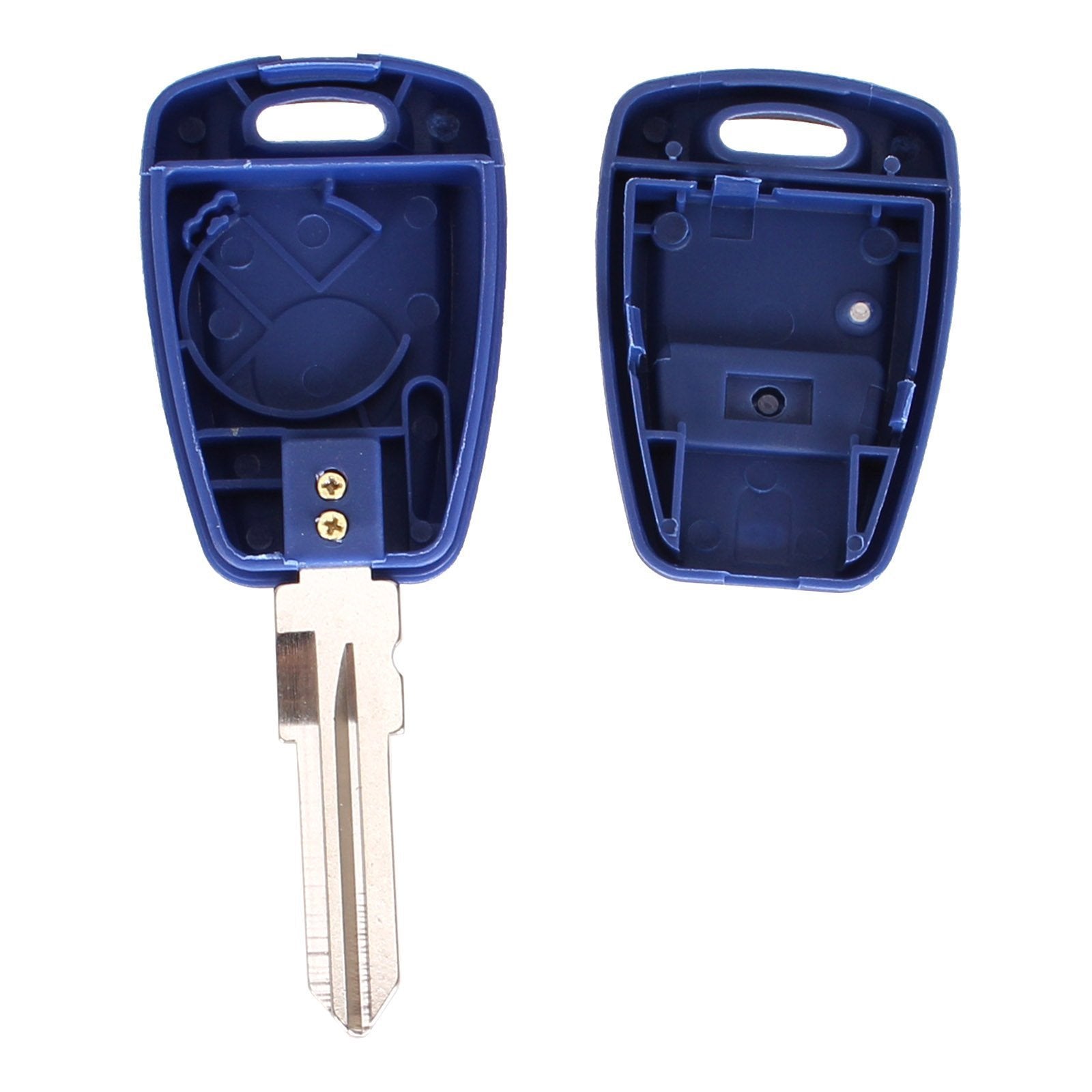 Kék színű, 1 gombos Fiat kulcs, kulcsház belseje. GT15R kulcsszárral.