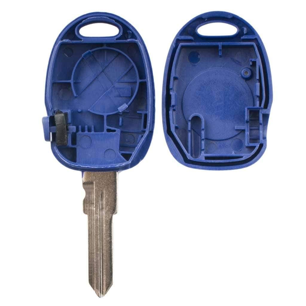 Kék színű, 1 gombos Fiat kulcs, kulcsház belseje.