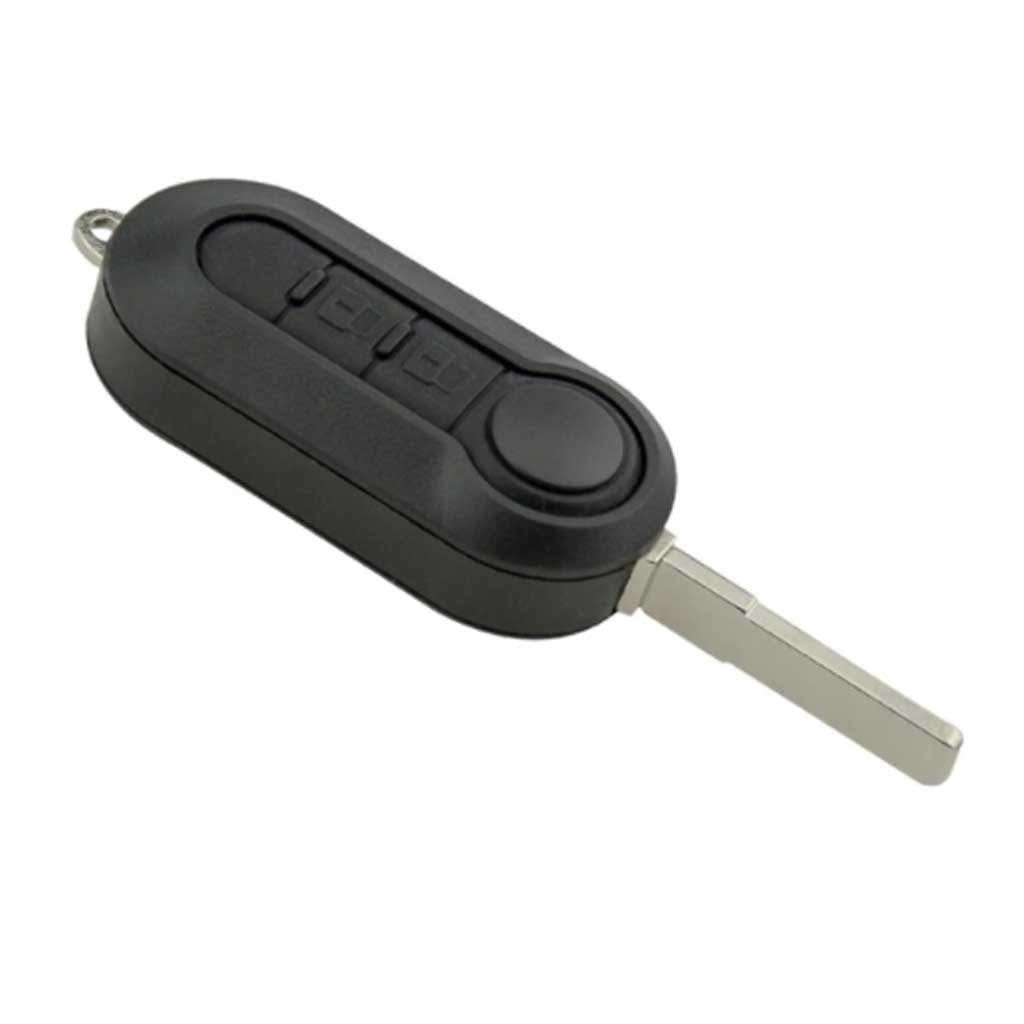 Fekete színű, 2 gombos Fiat bicskakulcs, kulcsház.