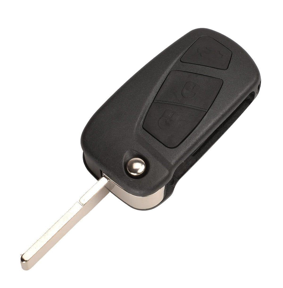 Fekete színű, 2 gombos Fiat kulcsház, bicskakulcs SIP22 kulcsszárral.