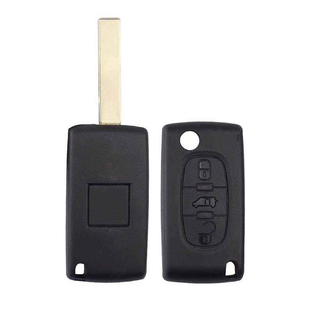 Fekete színű, 3 gombos Fiat kulcsház, bicskakulcs eleje és hátulja