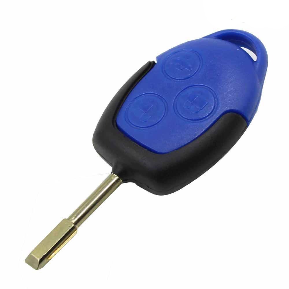 Fekete és kék színű, 3 gombos Ford kulcs, kulcsház.
