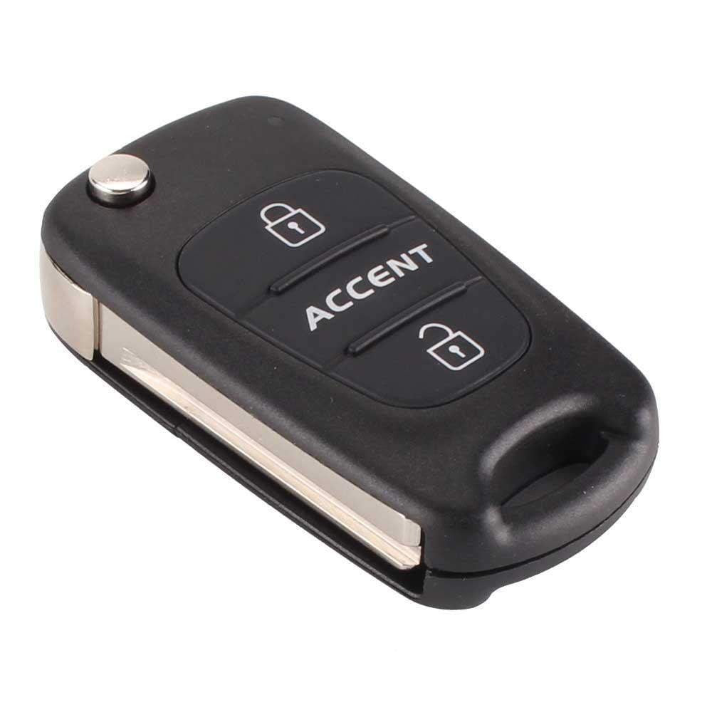 Fekete színű, 3 gombos Hyundai Accent kulcs, bicskakulcs.