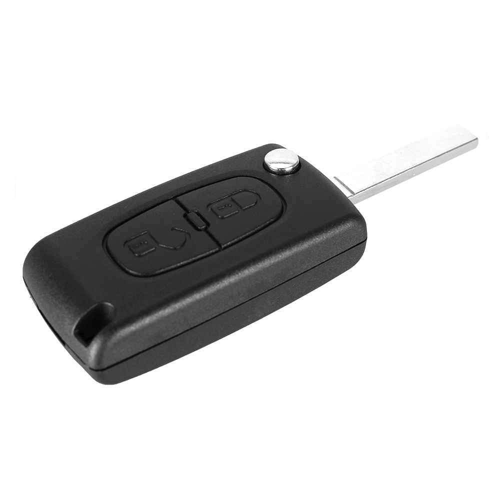 2 gombos, fekete színű Citroen kulcsház, bicskakulcs nyers kulcsszárral.