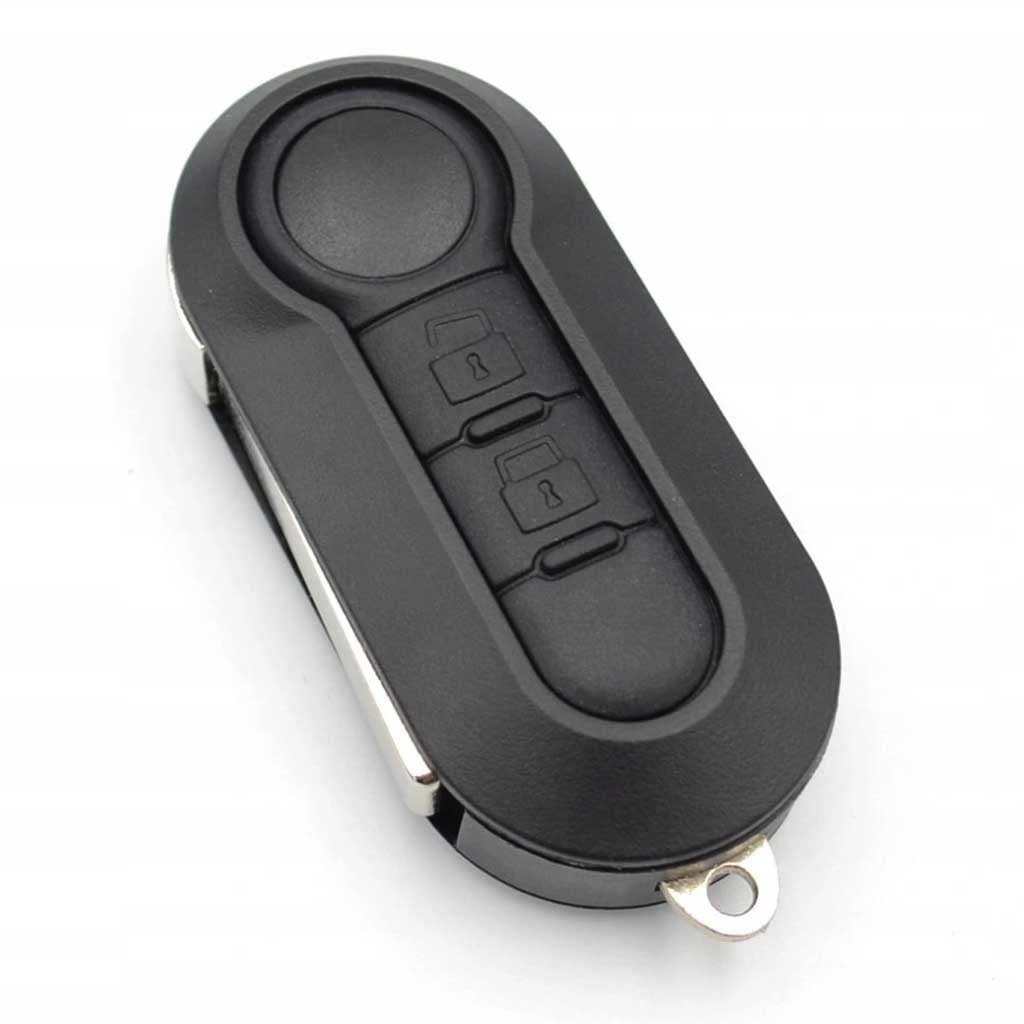 Fekete színű, 2 gombos Lancia bicskakulcs, kulcsház.