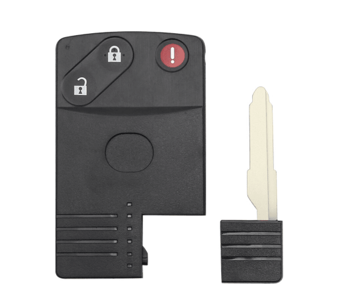 3 gombos Mazda távirányító indítókártya kulcs és kulcsszár.