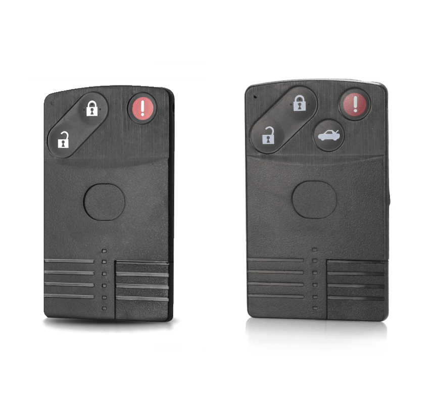 Fekete színű, 3 és 4 gombos Mazda távirányítós indítókártya kulcs