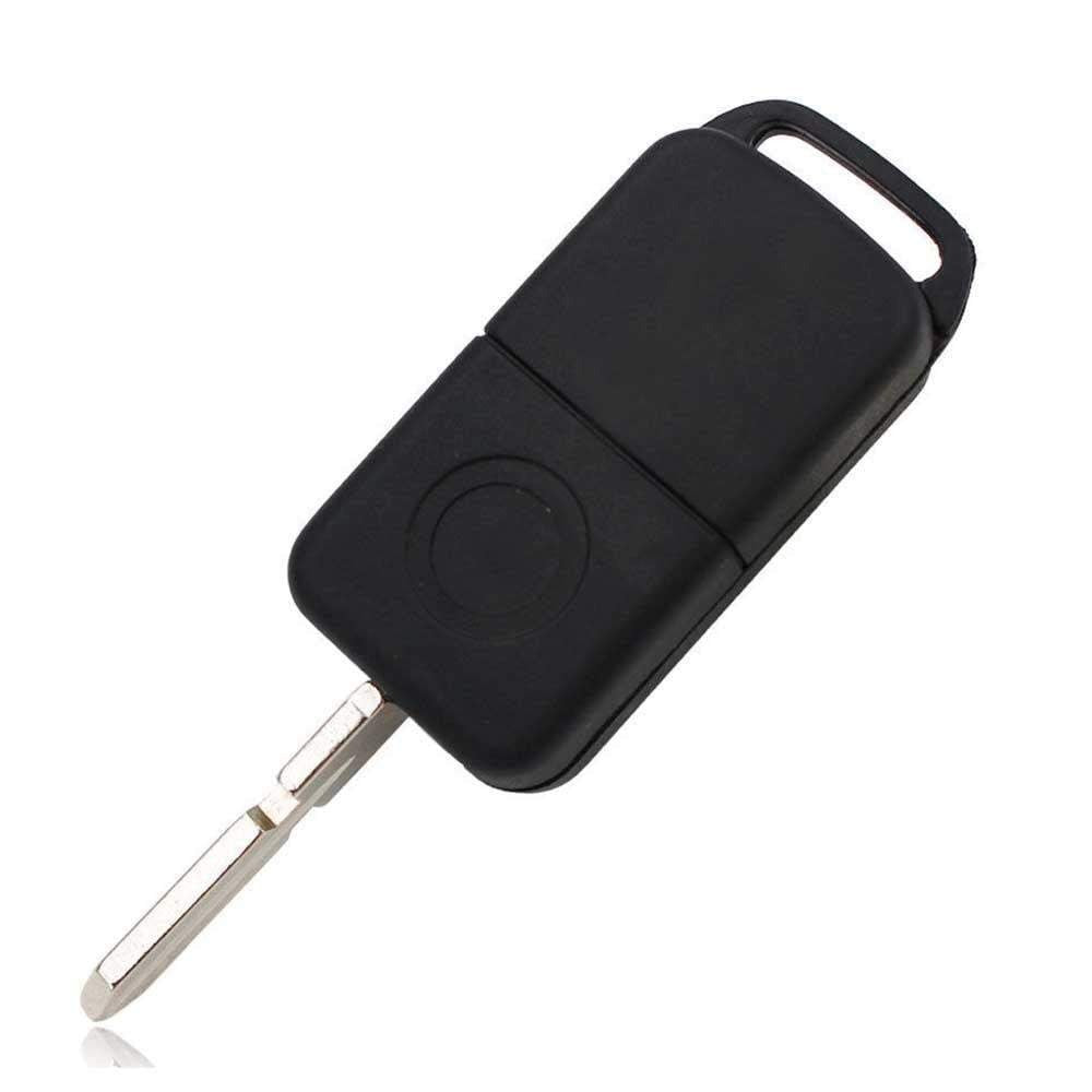Fekete színű, 3 gombos Mercedes kulcsház, bicskakulcs hátulja.