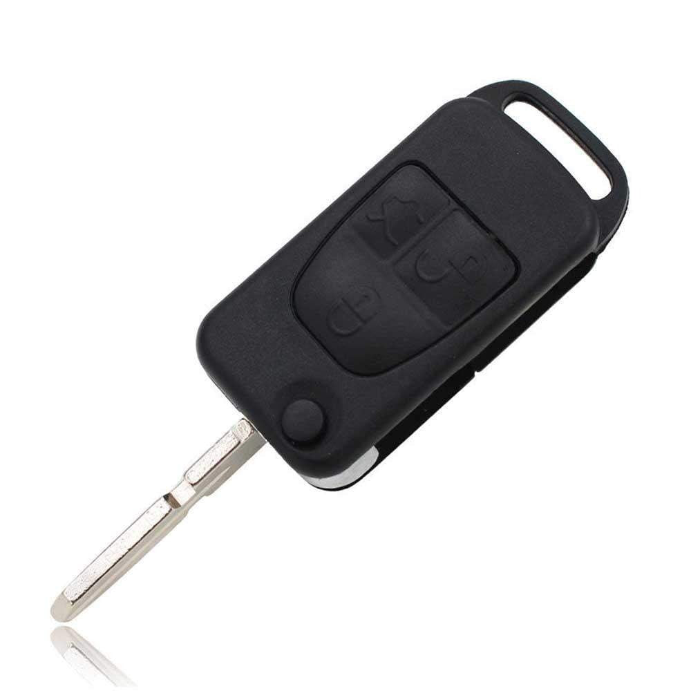 Fekete színű, 3 gombos Mercedes kulcsház, bicskakulcs.