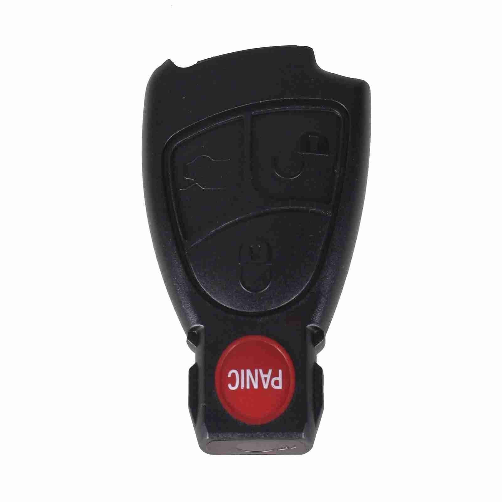 Fekete színű, 3 gombos Mercedes kulcsház piros színű PANIC gombbal.