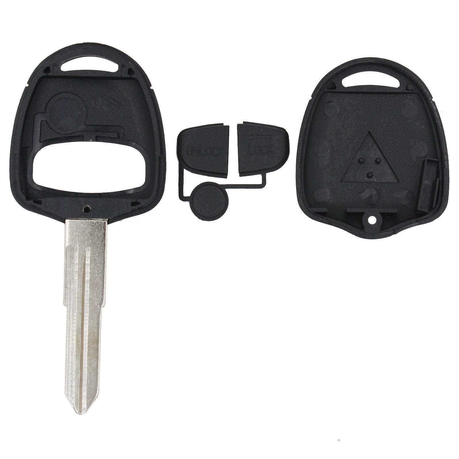 Fekete színű, 2 gombos Mitsubishi kulcs, kulcsház szétszedve