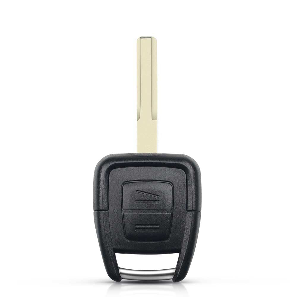 Fekete színű, 2 gombos Opel kulcs.