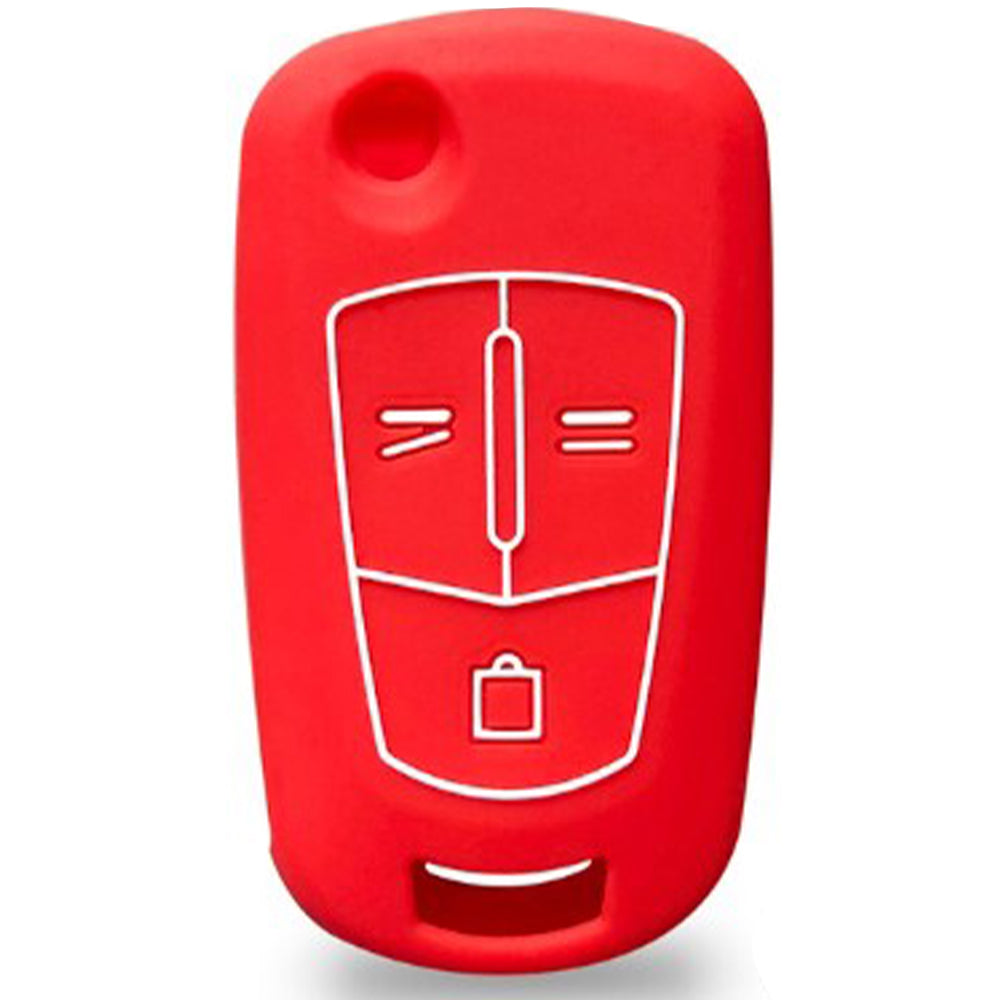 Opel kulcs szilikon tok 3 gombos piros színben.